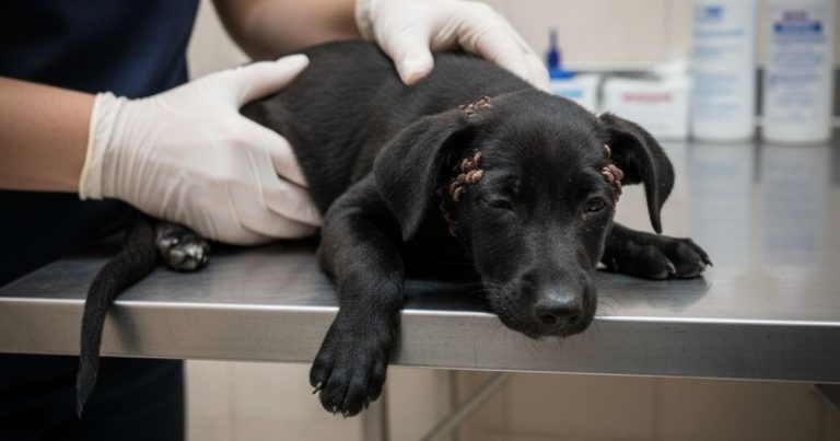 A Puppy Left Weak By Thousands Of Ticks And A Wire Wound Finds Her Way Back To Life