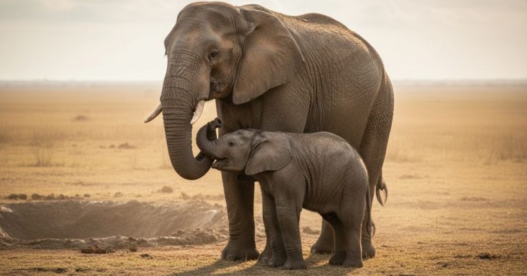 Baby Elephant Refuses to Leave His Mom Until They Both Escaped the Mud